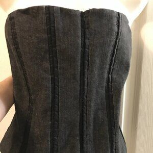 NWT DOLCE & GABBANA BRAND REAL BLACK DENIM HOOK EYE BUSTER CORSET TOP SIZE 44